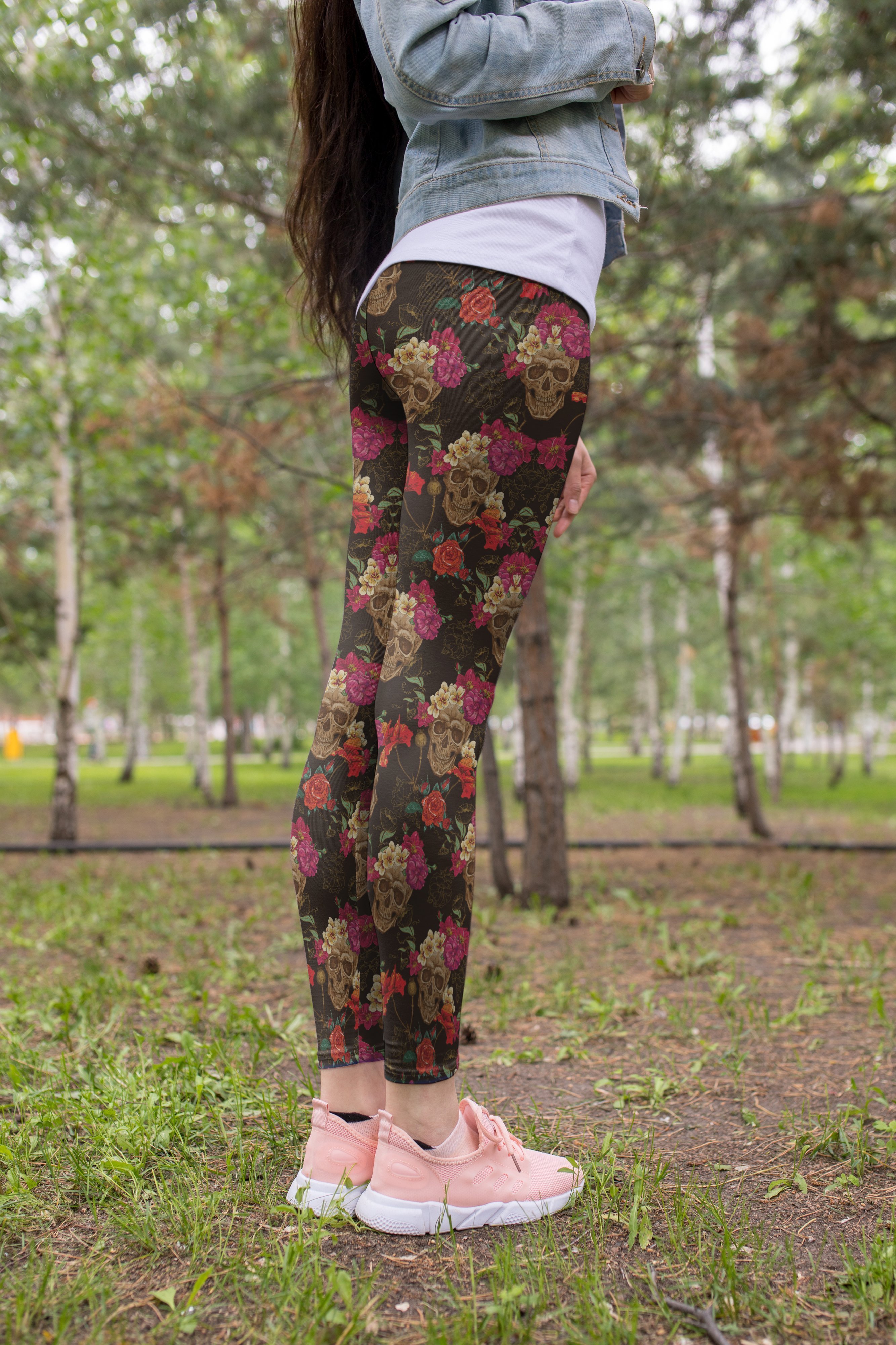 3D All Over Print Skull Flower Legging