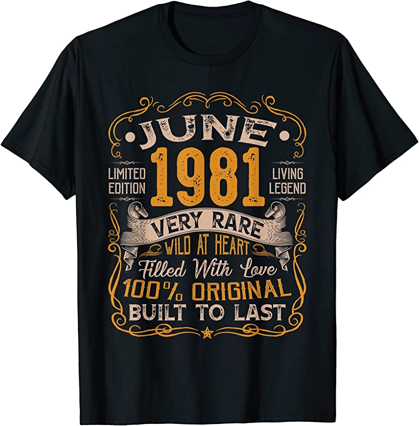 40th Birthday Vintage June 1981 Distressed 40 Years Old T-Shirt