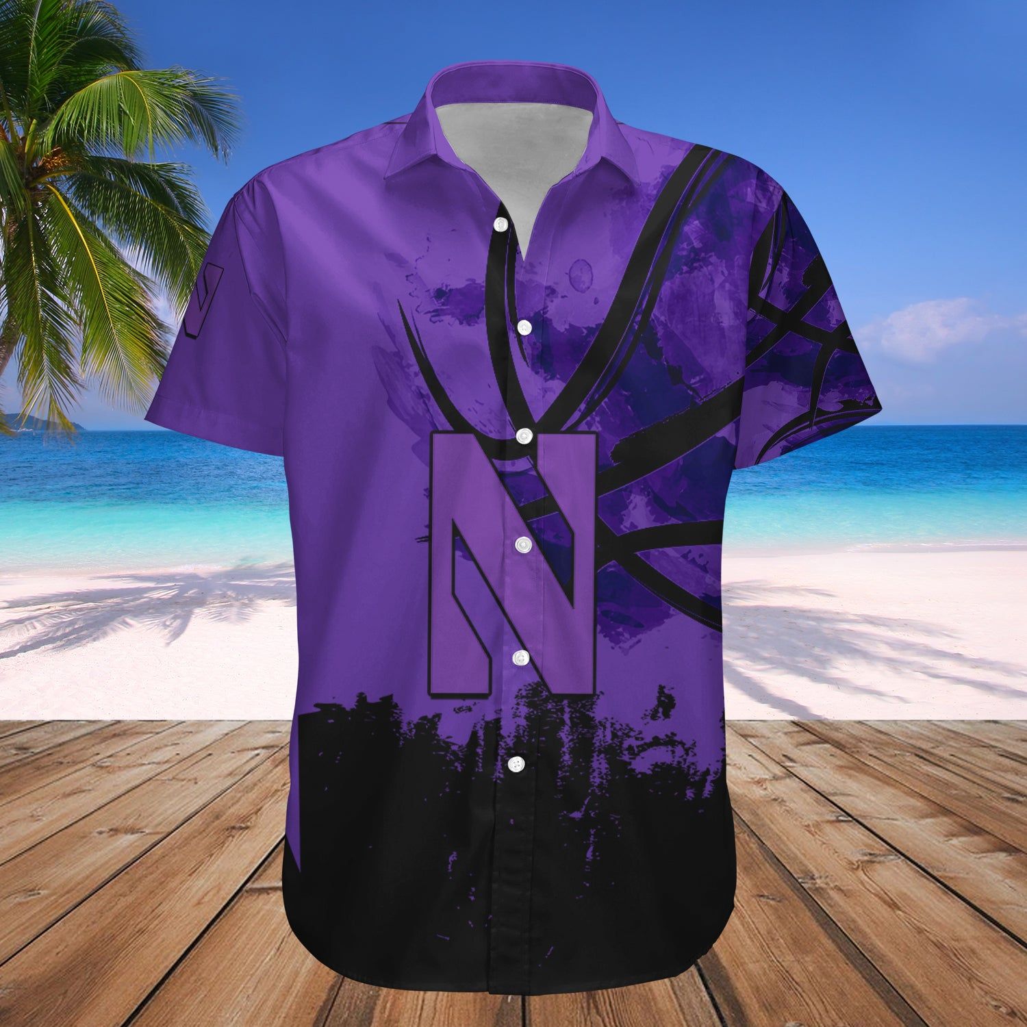 Northwestern Wildcats Hawaii Shirt Basketball Net Grunge Pattern – NCCA