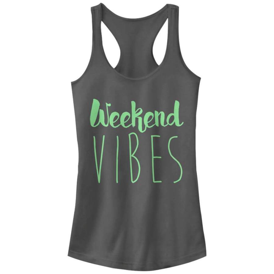 CHIN UP Junior’s Weekend Vibes  Racerback Tank Charcoal