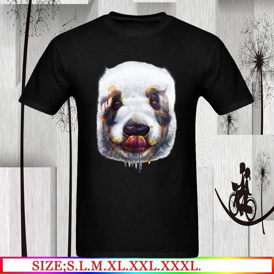 Cotton T-shirt Men Short Sleeve Tops Funny Animal Unique Tees Equipped Clothes or Normal Neck Sweet Panda Print