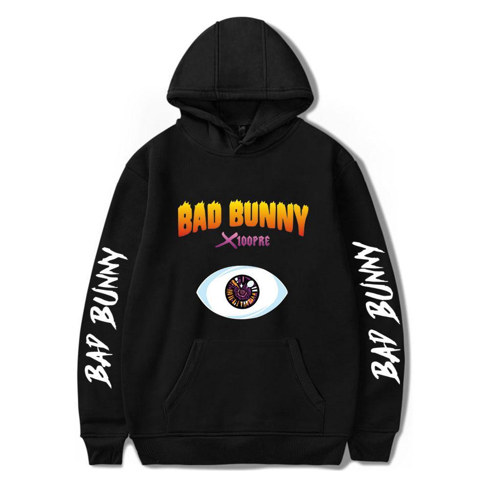 Bad Bunny Hoodie Sleeve Logo Pullover Sweatshirt With Pocket For Men Women