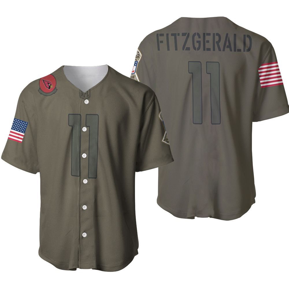 Arizona Cardinals Larry Fitzgerald Jr #11 Great Player NFL Camo 2019 Salute To Service 3D Designed Allover Gift For Arizona Fans Baseball Jersey