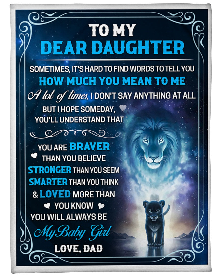 To My Daughter How Much You Mean To Me From Lion Dad Blanket Gift For Daughter From Dad Birthday Gift Home Decor Bedding Couch Sofa Soft And Comfy Cozy