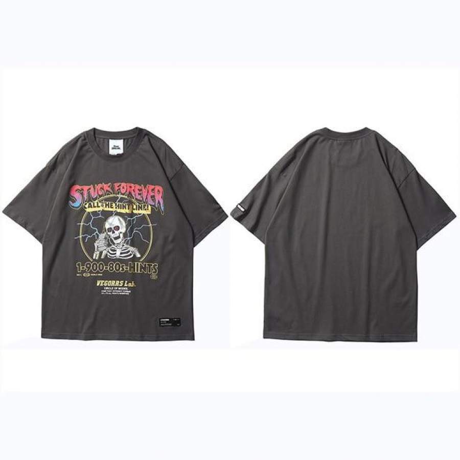 Gray Lightning Skull T-Shirt