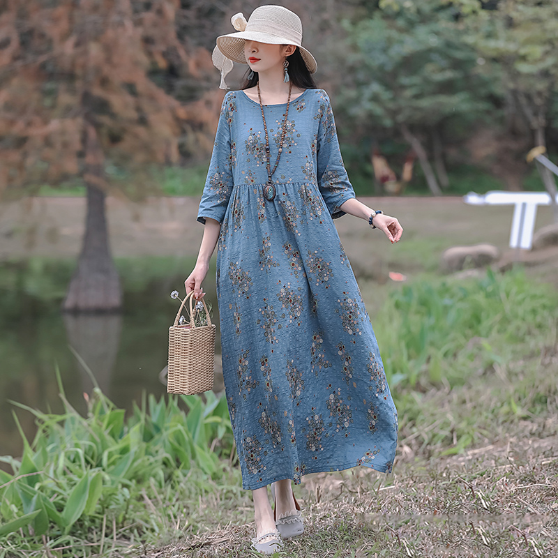 2022 New Arrival Thin Soft Cotton Vintage Spring Summer Dress Cotton Linen Office Lady Work Dress Women Travel Casual Midi Dress alx