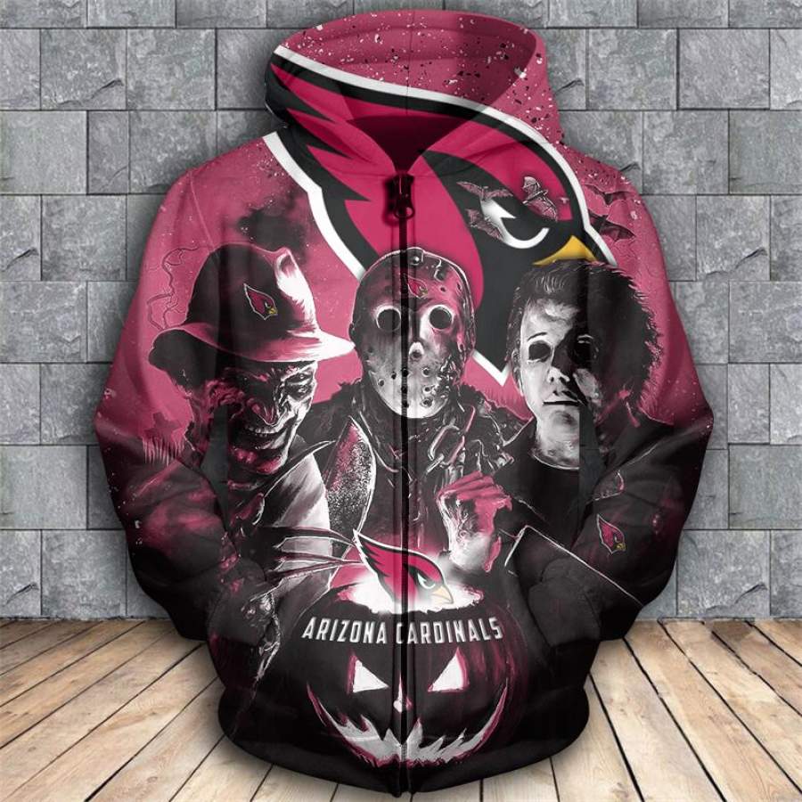 Arizona Cardinals 3D Zipper All-over print pullover Hoodie