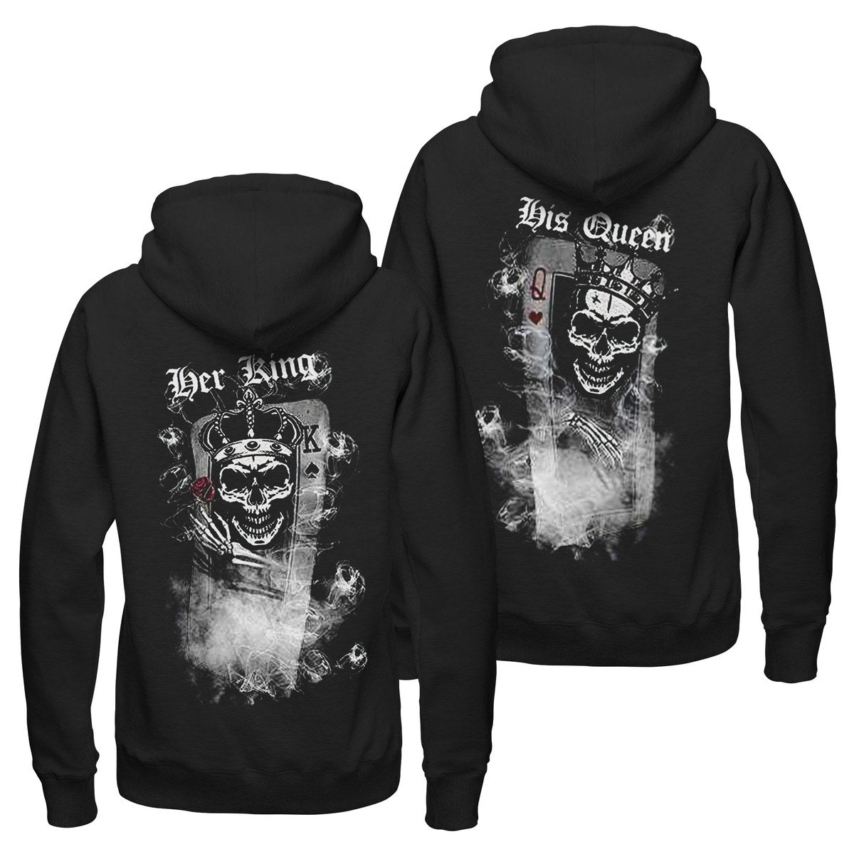 Skull Her King His Queen Hoodie, Skeleton Hoodie, Skull Couple Hoodie, Matching Couple Hoodies, His And Hers Sweatshirts, Valentine’S Day Outfits