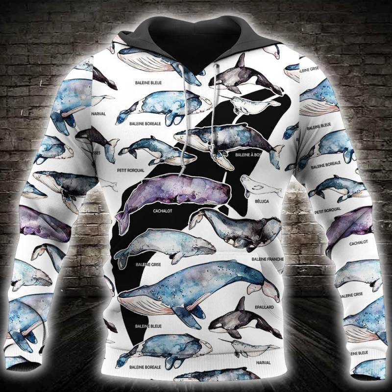 Love Whale All Over Printed Hoodie TT100106