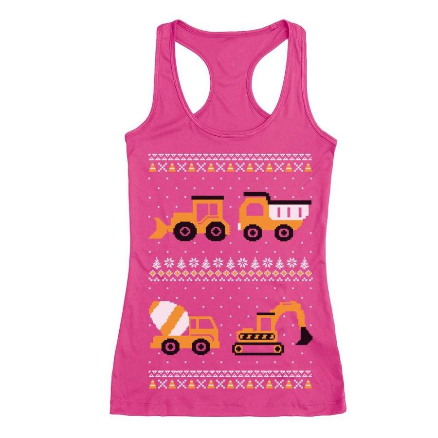 Tractors & Bulldozers Ugly Christmas Sweater Racerback Tank Top