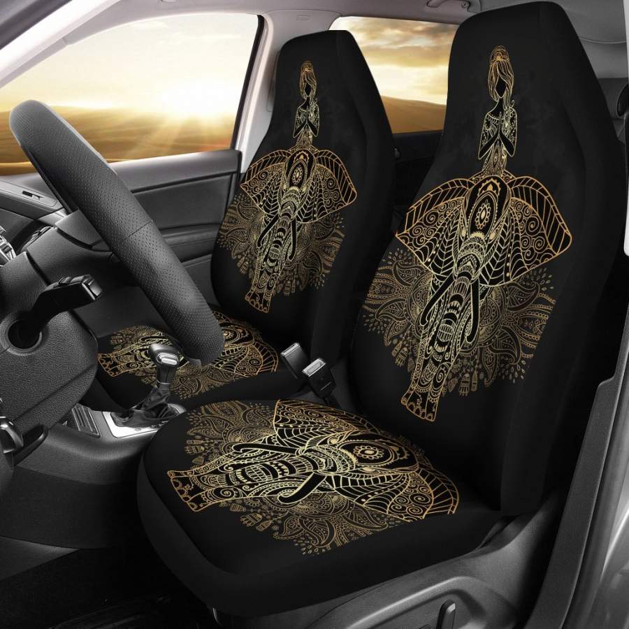 Yoga Elephant Mandala Universal Fit Car Seat Cover