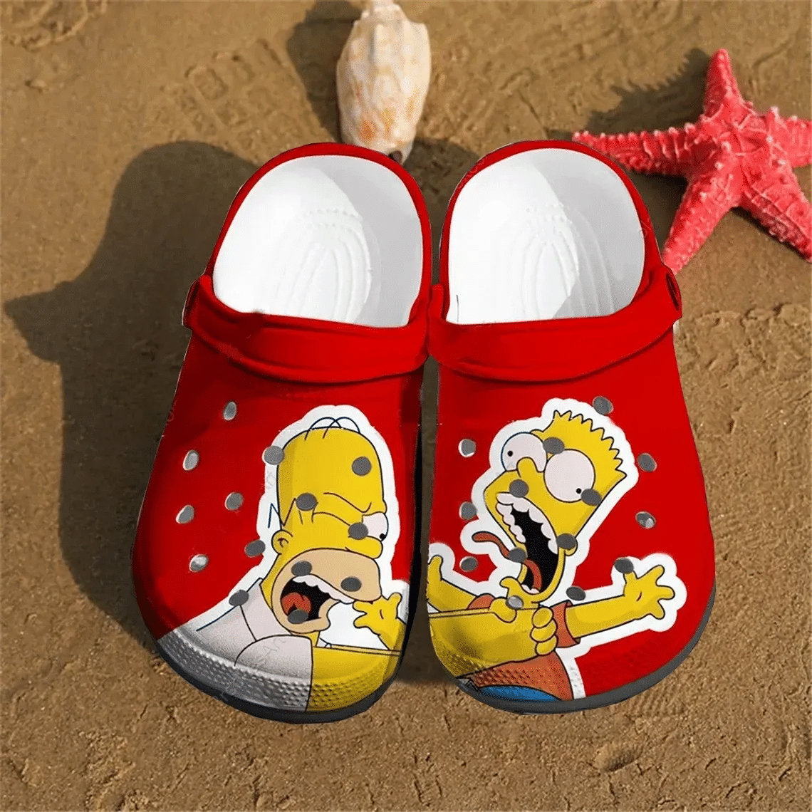 Funny The Simpsons Cartoon Crocss Crocband Clog Comfortable Water Shoes In Red For Men Women Kids