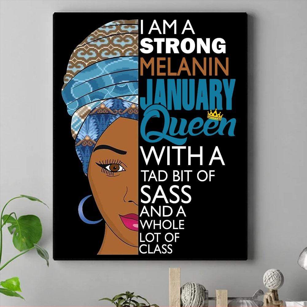 African American Canvas Art I Am A Strong Melanin January Queen Canvas Black Art Living Room Decor