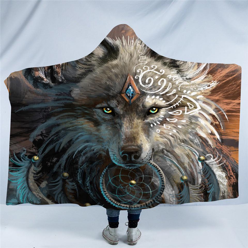 Wolf Warrior by SunimaArt (Hooded Blanket)