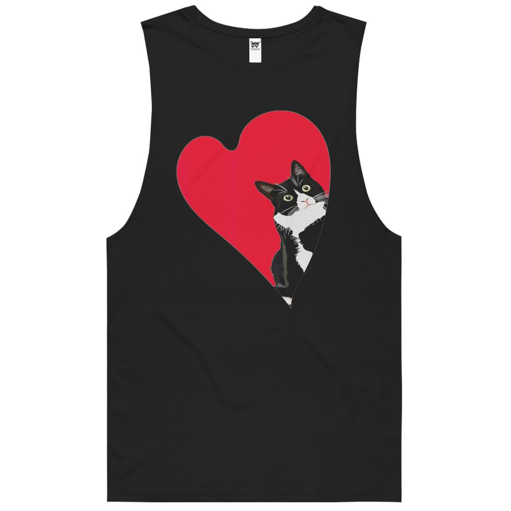 Tuxedo Cat Valentine Heart For Kitten And Animal Lovers Tank Top