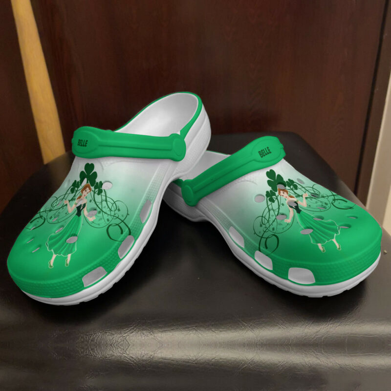 Belle Beauty And The Beast Patrick’S Day Crocs Crocband Clogs, Comfy Footwear