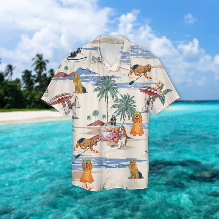 Cocker Spaniel Summer Beach Hawaii Hawaii Shirts For Men Short Sleeve Aloha Shirt Ha67774