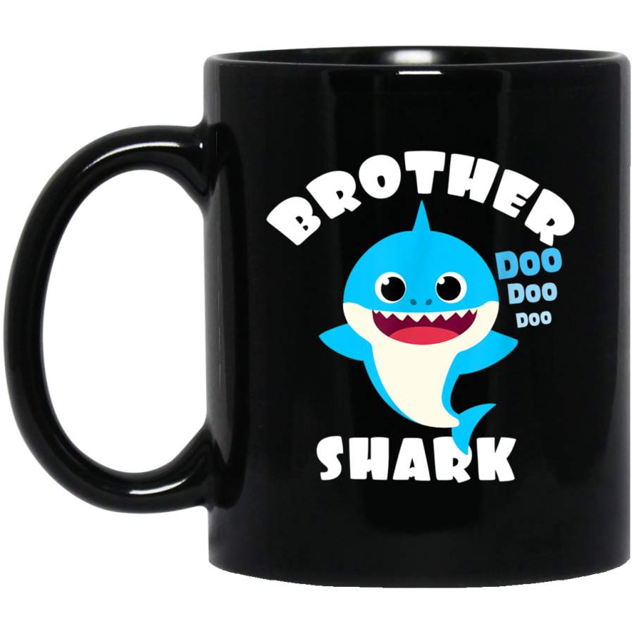 Brother Shark Gift – Cute Baby Shark Design Family Set Black Mug