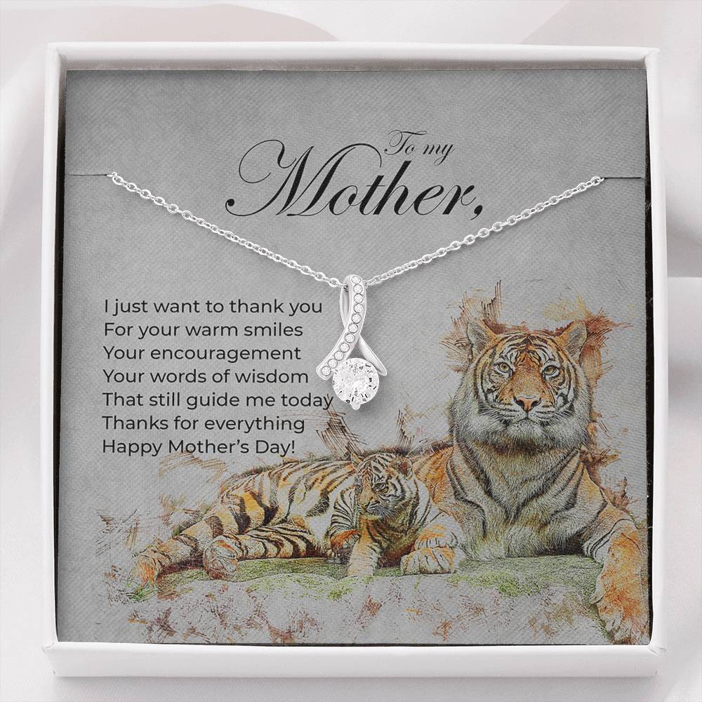 Alluring Beauty Mother’S Day Necklace With Tiger And Cub Message Card