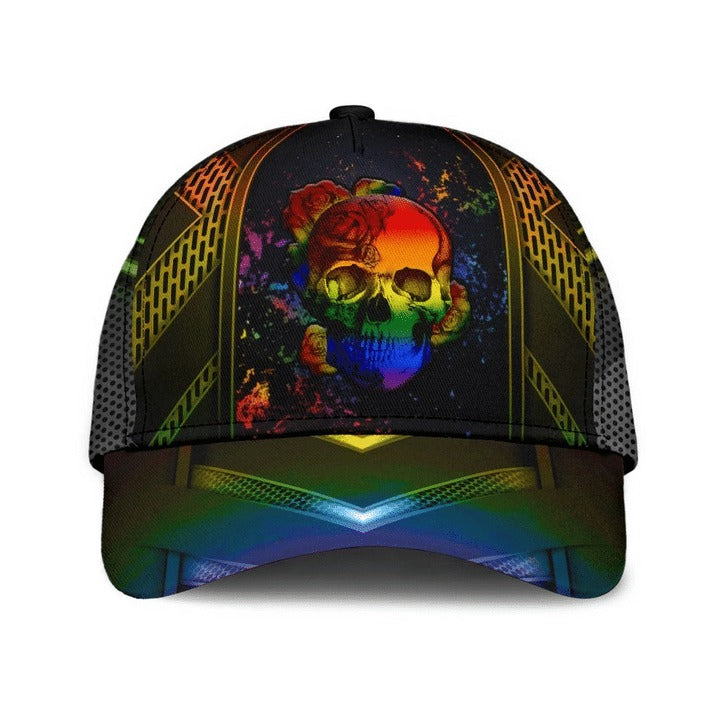 Skull Pride Baseball 3D Cap Show Off Your True Color Lgbt Printing Baseball Cap Hat, Gift For Couple Gaymer