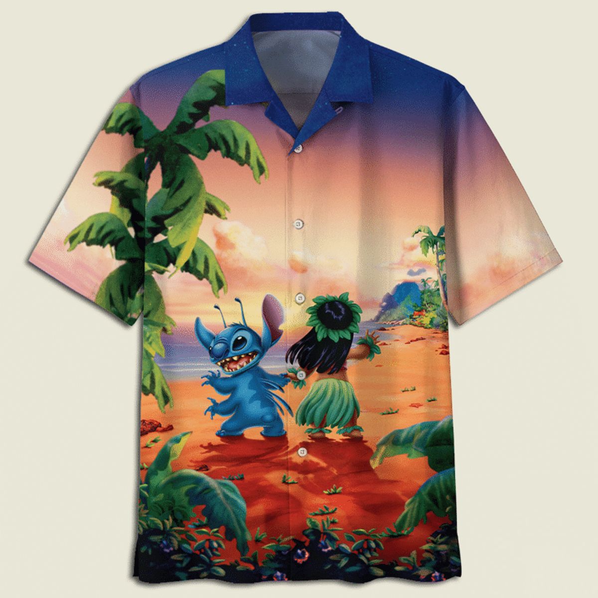 Demand Lilo And Stitch Dancing On The Beach For Man Woman Print Short Sleeve Hawaii Shirt Ha43632