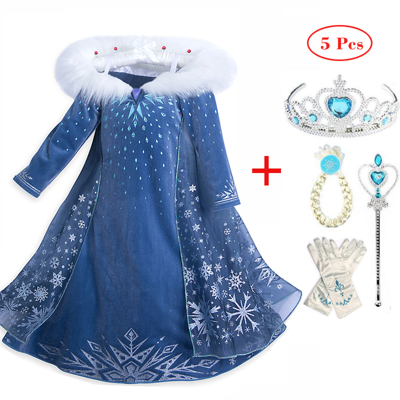 Winter Baby Girl Children Clothes Up Kids Prom Princess Costume Halloween Birthday Party Cosplay Elsa Princess Dress alx