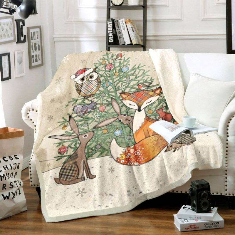 Animal Christmas HM1412001TT Sherpa Fleece Blanket