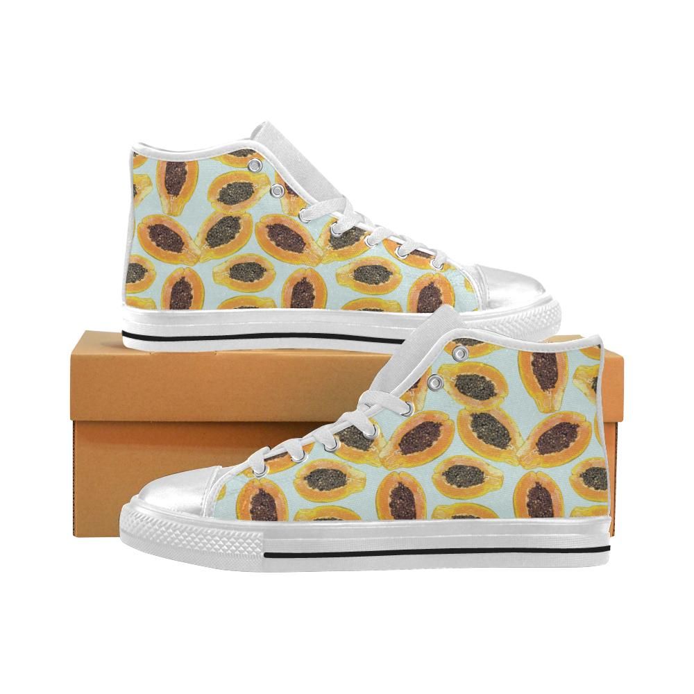 Watercolor papaya pattern Women’s High Top Shoes White