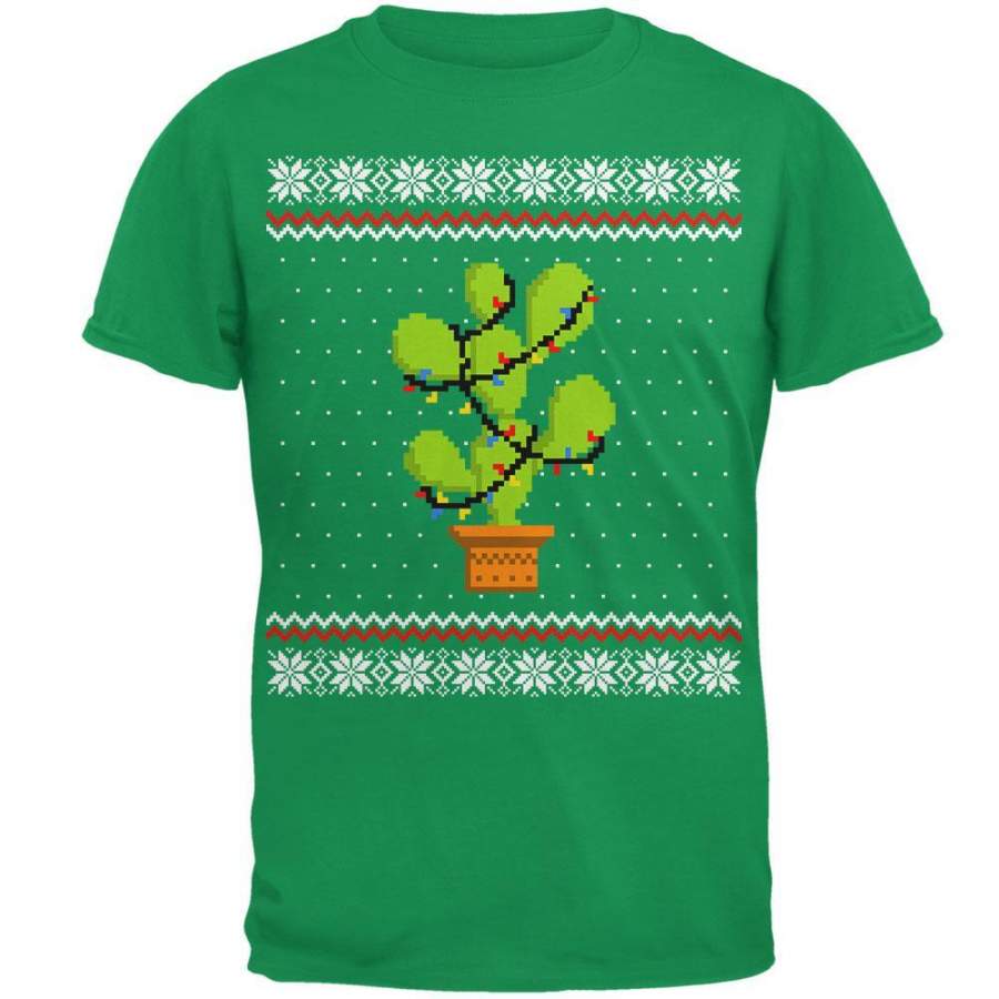 Cactus Prickly Pear Tree Ugly Christmas Sweater Mens T Shirt