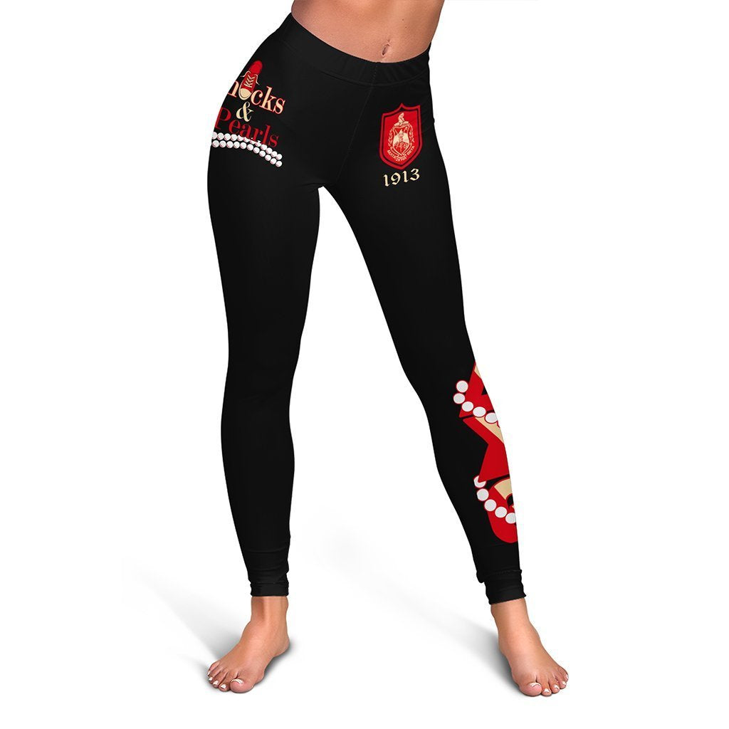 Greek Life Leggings – Delta Sigma Theta Pearls K.H Chucks And Pearls Leggings J0