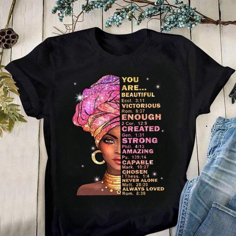 Black Girl Bling You Are Beautiful Custom name Shirt #V