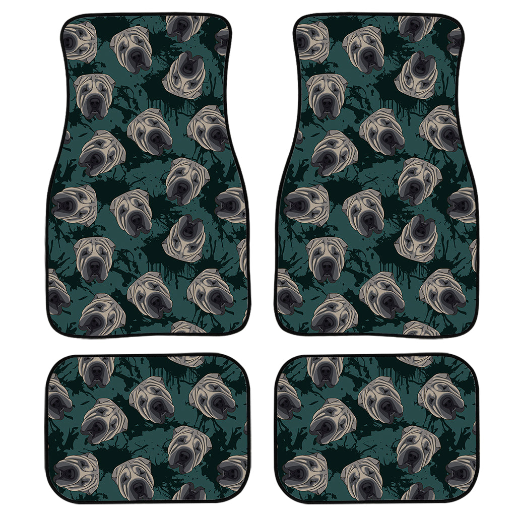 Shar Pei Face Pattern Print Front And Back Car Floor Mats, Front Car Mat