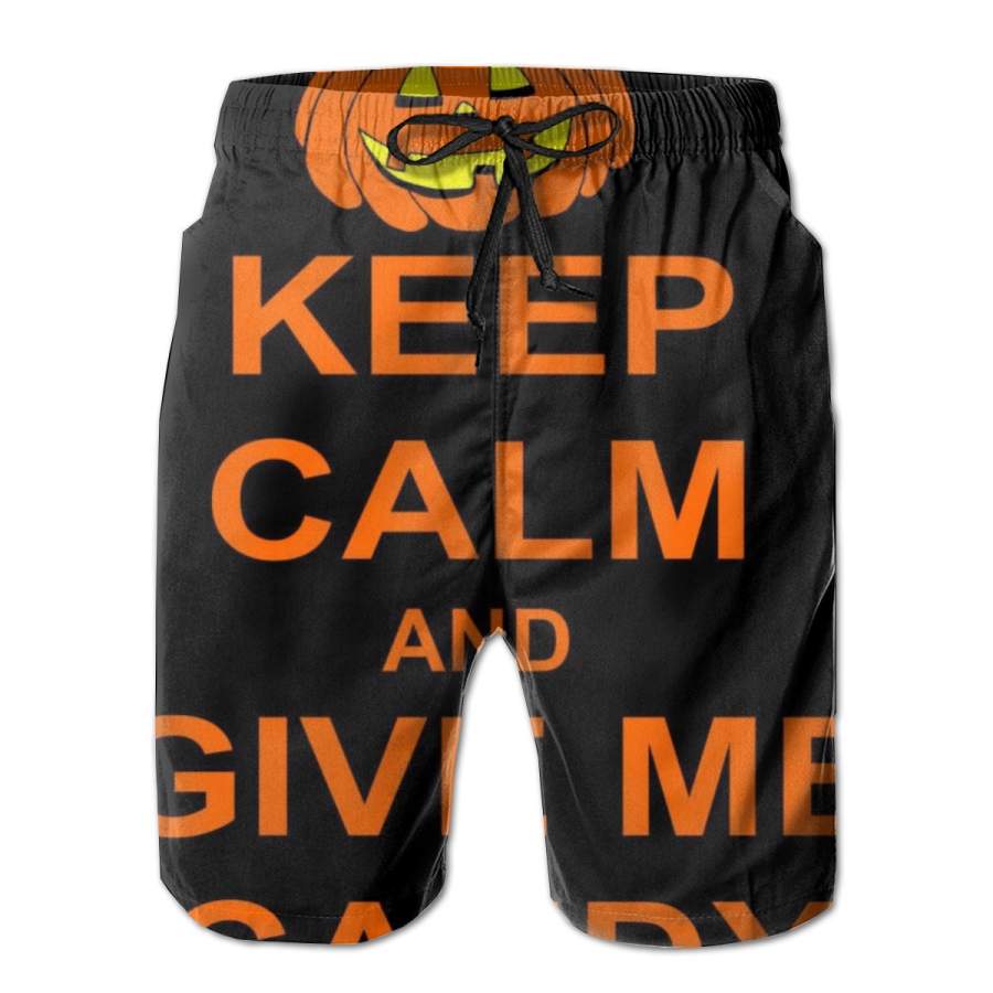 2 Pack Keep Calm And Give Me Candy Poster Men Swim Trunks Drawstring Elastic Waist Quick Dry Beach Shorts with Mesh Lining Swimwear Bathing Suits