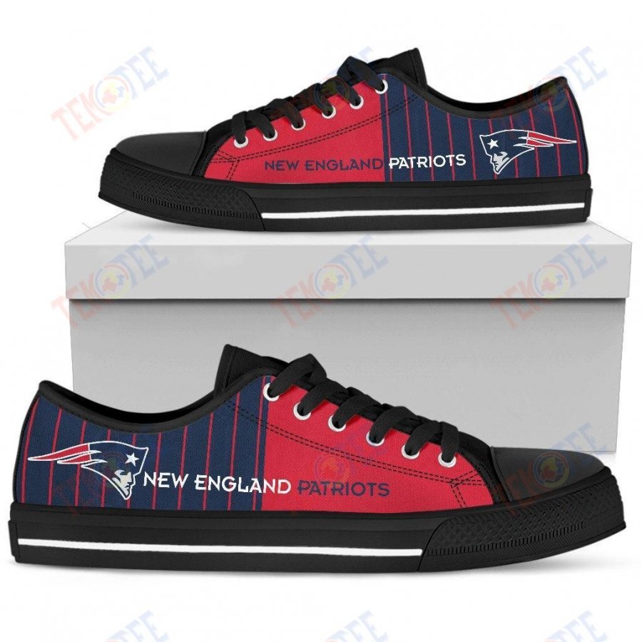 Mens Womens New England Patriots Simple Design Vertical Stripes Low Top Shoes Custom Print Footwear Convers Sneakers TMT739