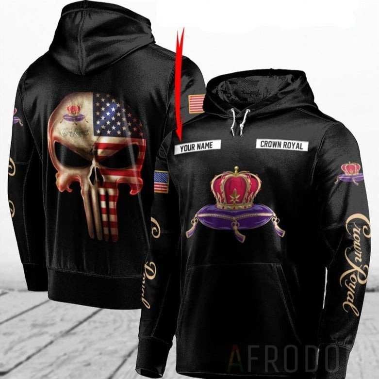 Custom Name Skull Crown Royal Hoodie For Men And Women
