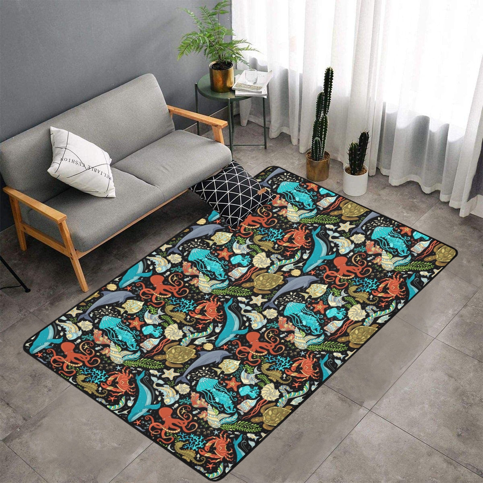 Underwater Animal Print Design Lks301 Area Rug 7’X5’