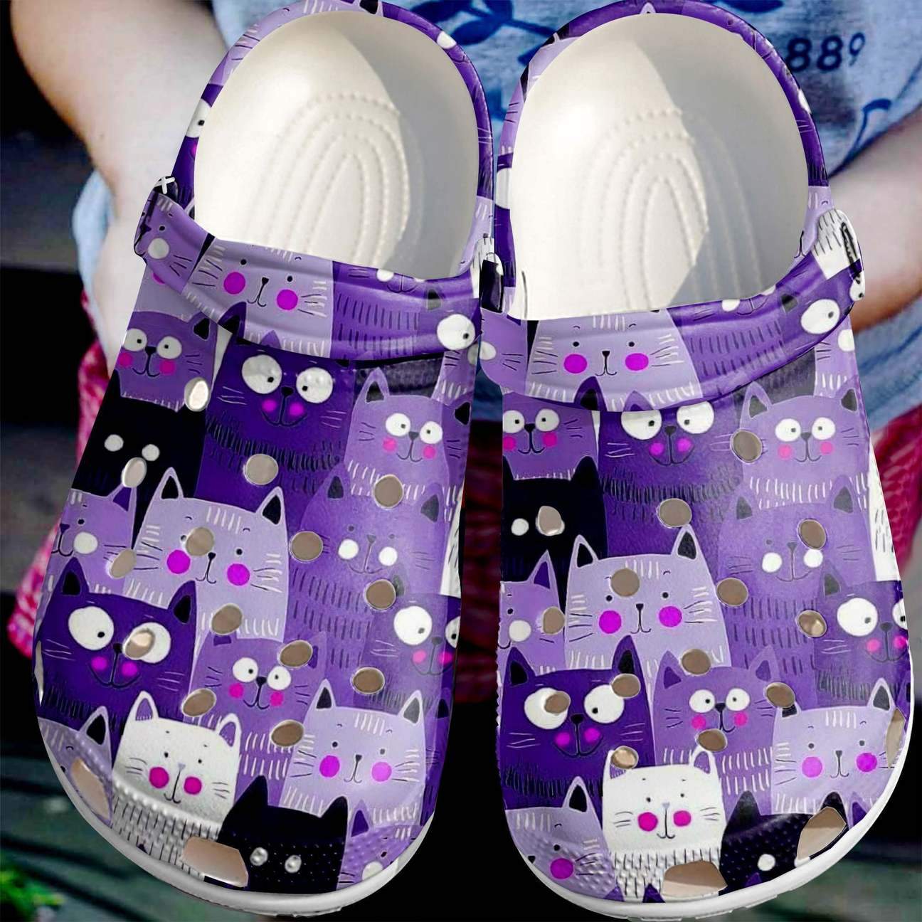 Cat Personalized Clog, Custom Name, Text Cute Purple Cat, Fashion Style For Women, Men, Kid, Print 3D