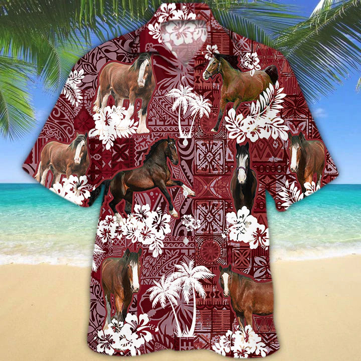 Horse Red Hawaii Gift For Lover Animal Summer Hawaii Shirt Men Ha62455