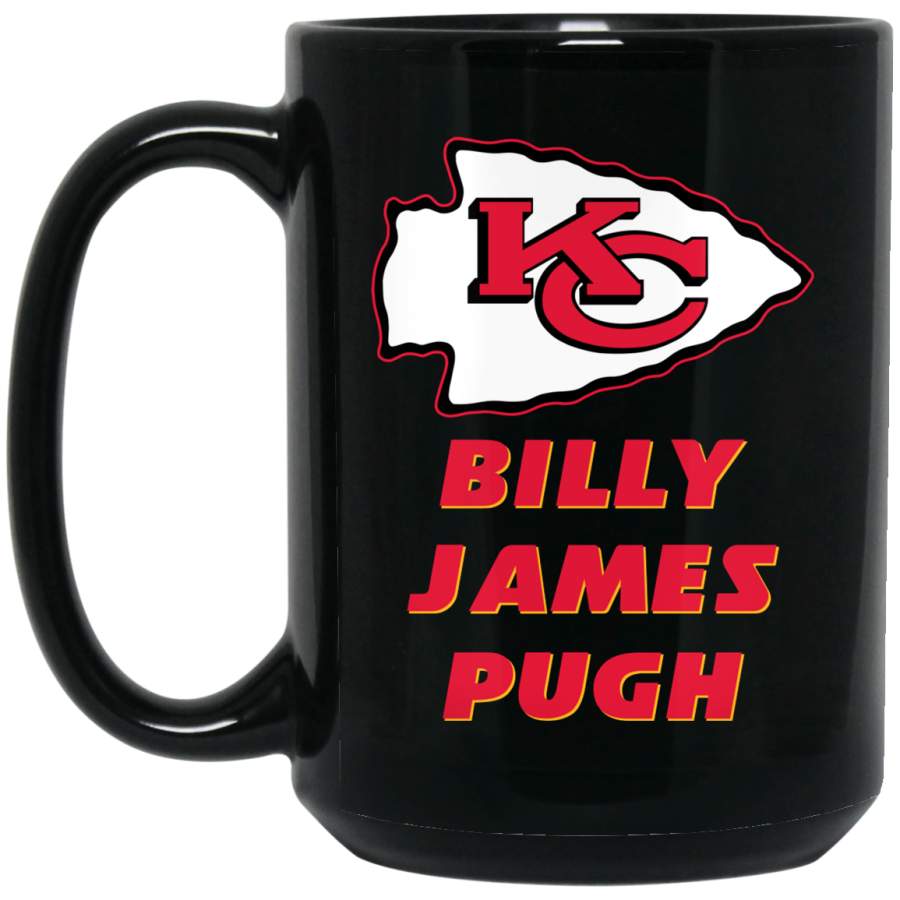 Custom Personalized Kansas City Chiefs Logo Black-Red Billy James Pugh BM15OZ 15 oz. Black Mug