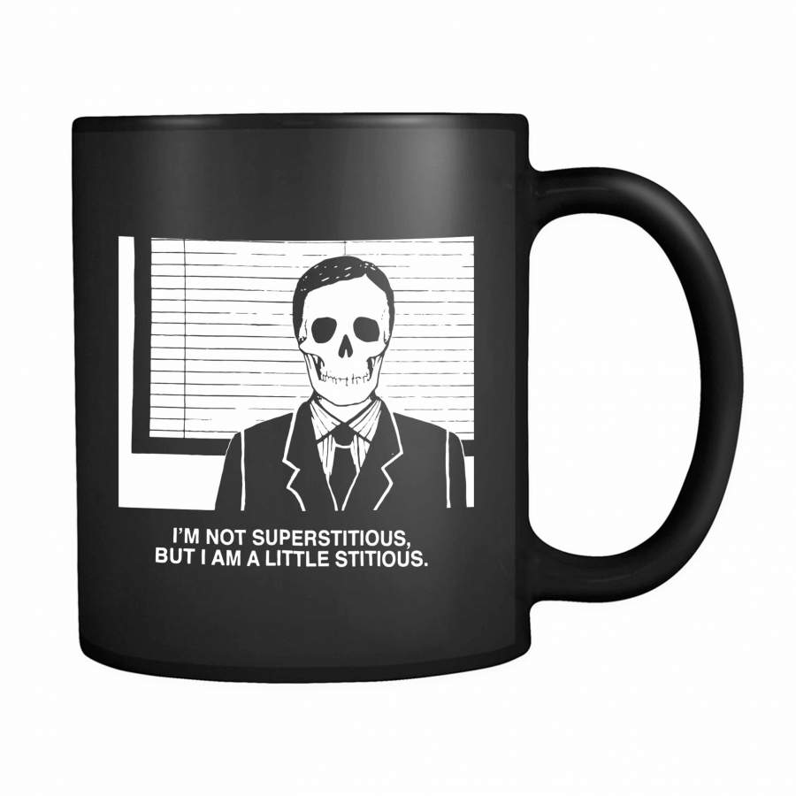 Skeleton Michael Scott Superstitious Quote The Office Dunder Mifflin Halloween 11oz Mug