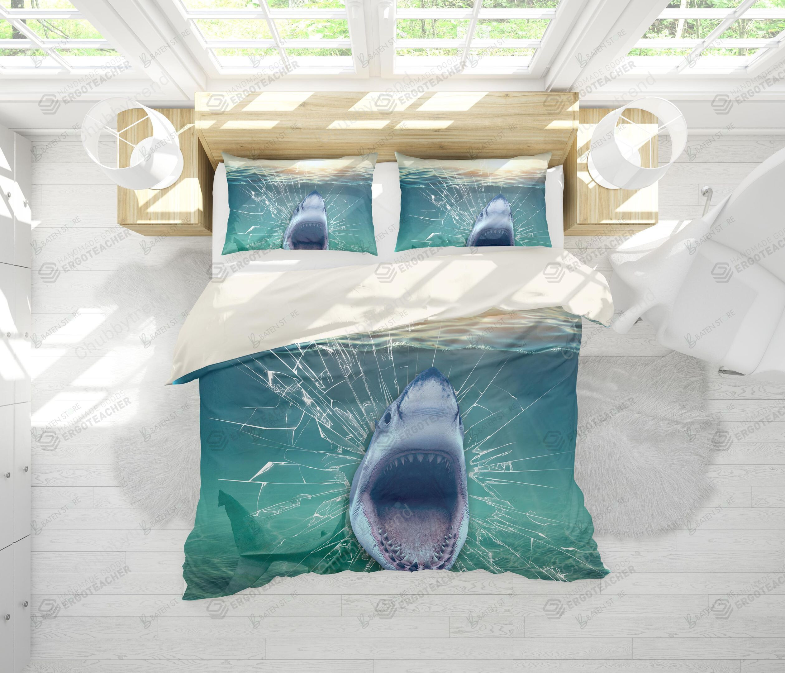 3D Shark The Dead Under Sea Bed Sheets Duvet Cover Bedding Set Great Gifts For Birthday Christmas Thanksgiving