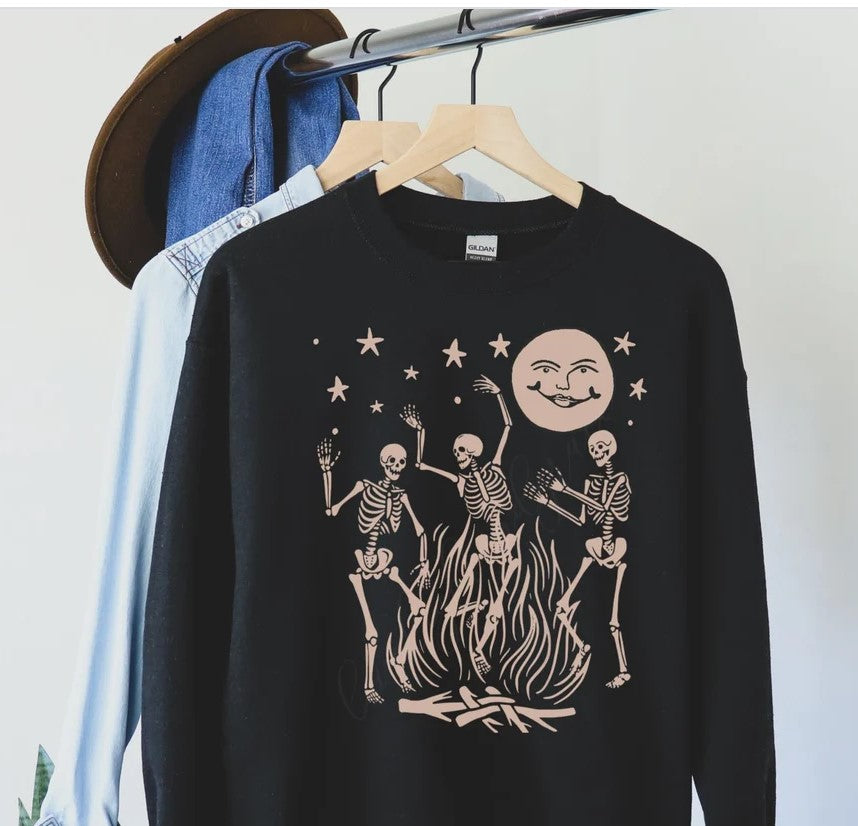 Halloween Sweatshirt, Witchy Shirt, Halloween Crewneck, Pastel Goth, Full Moon, All Hallows Eve Witchy Clothes Aesthetic Clothing Skeletons