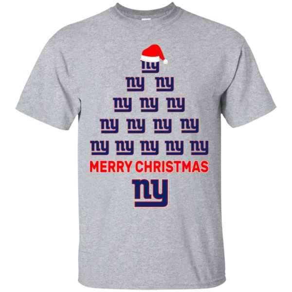 Christmas Tree Shirt For New York Giants Fans Cotton T-Shirt