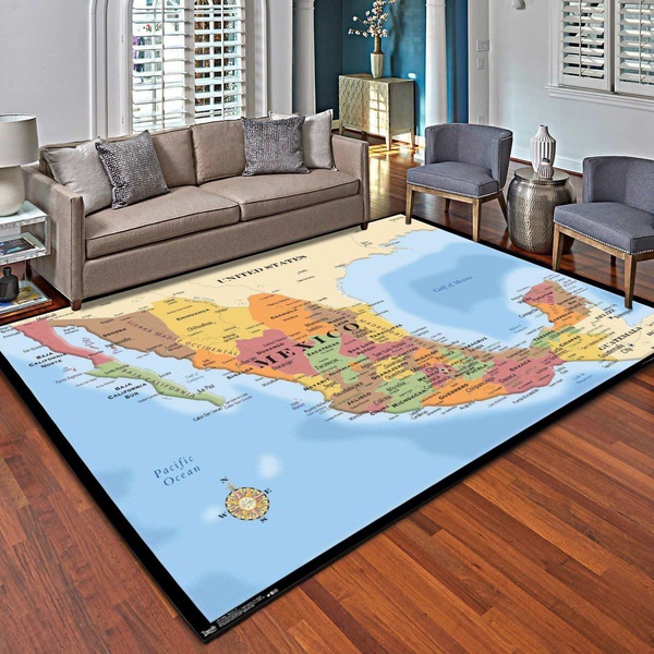 Map Mexico Area Rug, Living Room Carpet