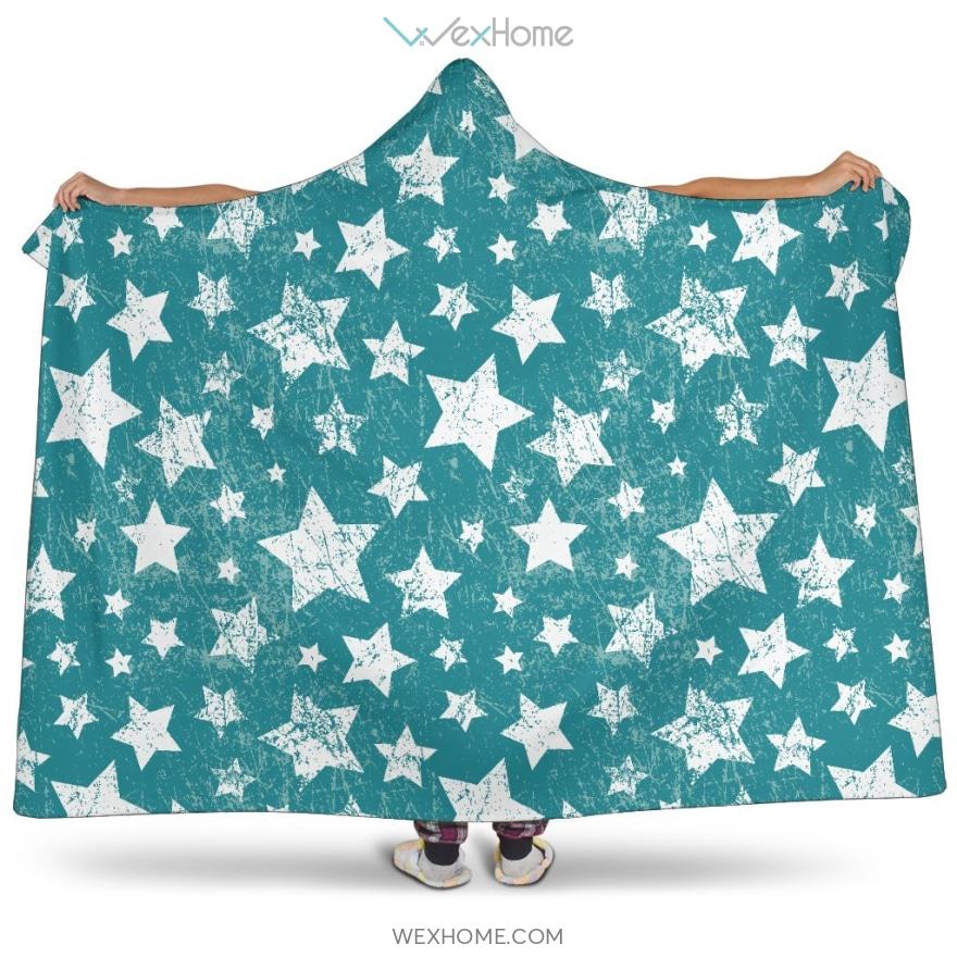 Vintage Star Pattern Hooded Blanket