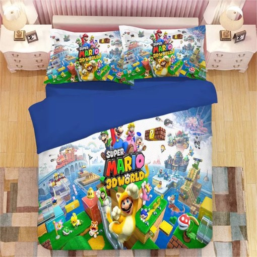 Super Mario Bros 1 Duvet Cover Pillowcase Home Decor 3D Bedding Set 8078