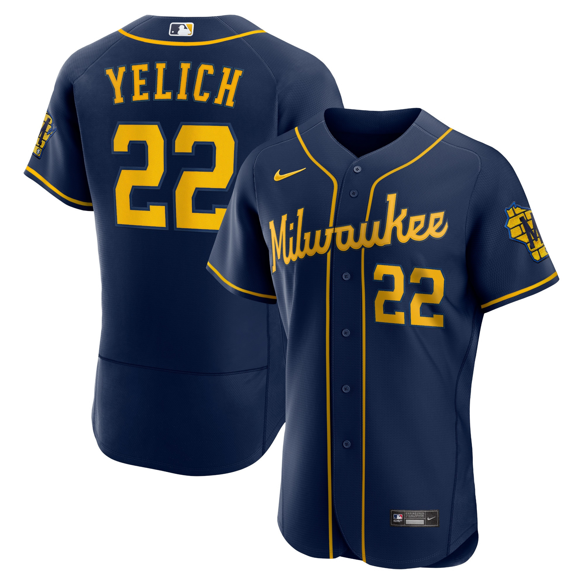 Christian Yelich Milwaukee Brewers Alternate Authentic Player Jersey – Navy MLB