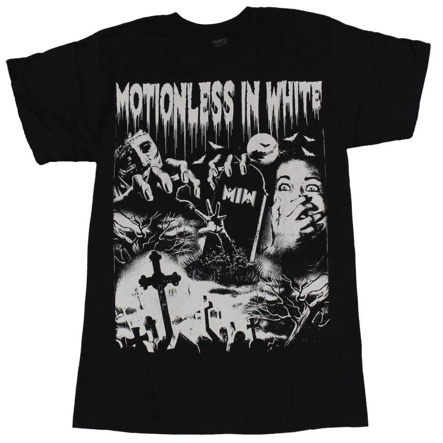 Motionless in White Double Scary Face Graveyard Image Short Sleeve T-Shirt