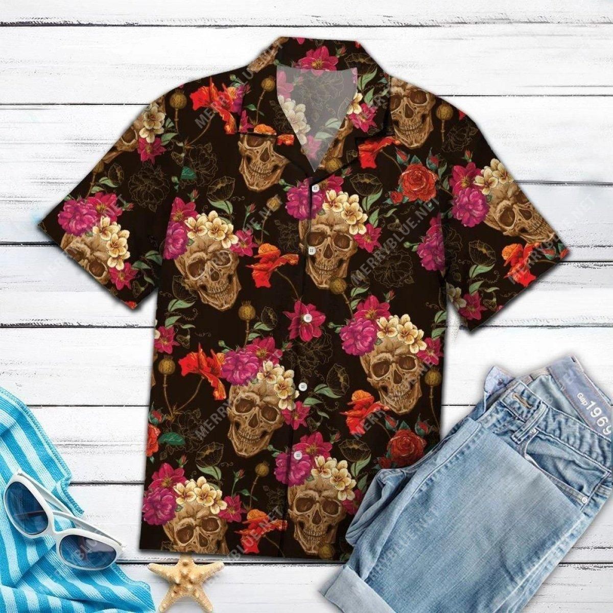 Amazing Skull Aloha Hawaiian Shirt Colorful Short Sleeve Summer Beach Casual Shirt For Men And Women