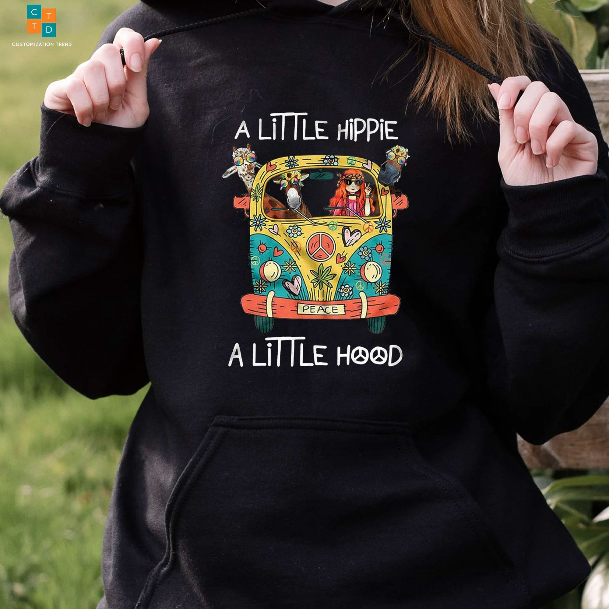 A Little Hippie A Little Hood Girl Car Hippie Hoodie, Shirt